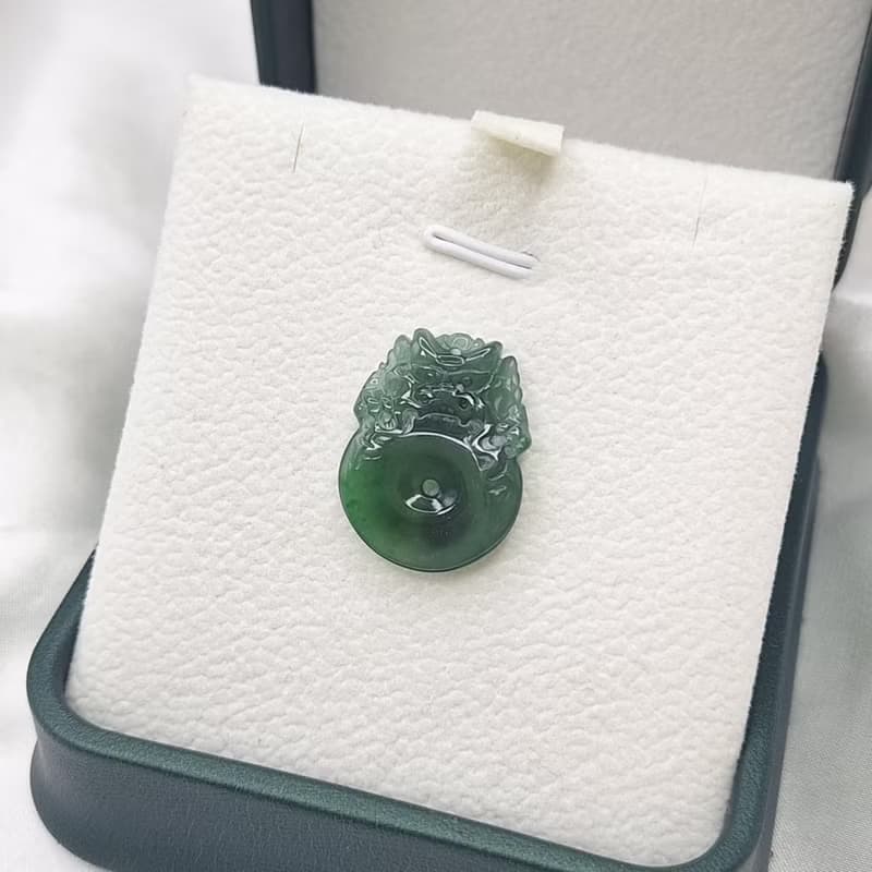 冰種危料深藍水飄花龍扣吊墜 | 天然A貨翡翠