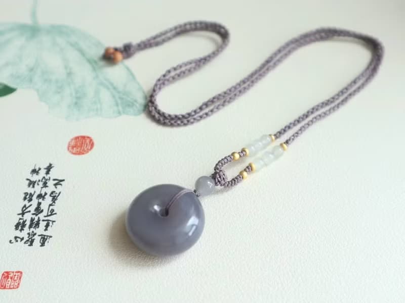 天然煙紫和田玉面包圈平安扣吊墜甜甜圈冰底煙紫料顏色均勻