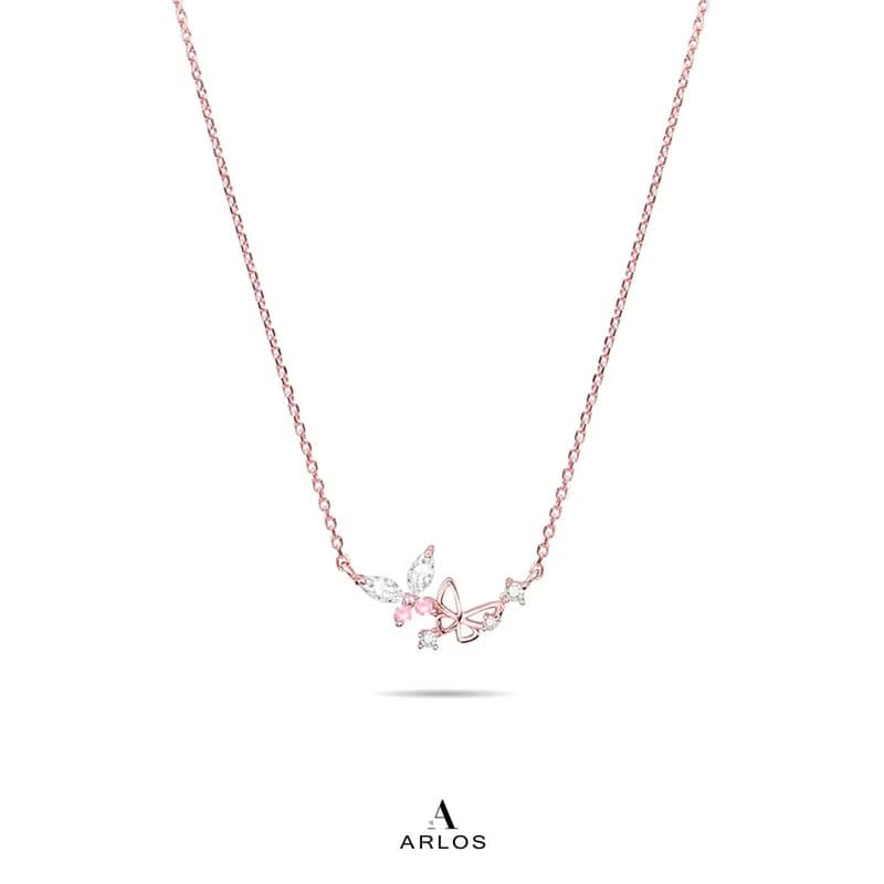 L'amour 優雅蝴蝶頸鏈 (玫瑰金)