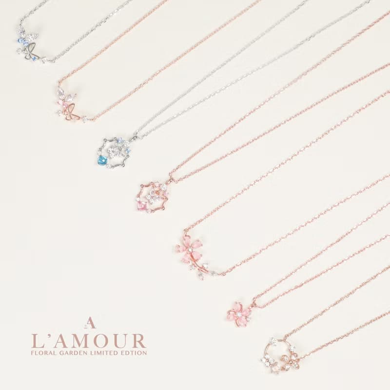 L'amour 優雅蝴蝶頸鏈 (玫瑰金)