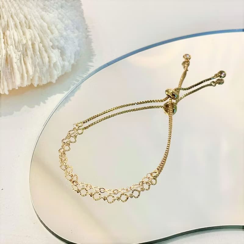 │日常│桃心鍊 • 14kgf • 手鍊 • 可調式手鍊 • 注金