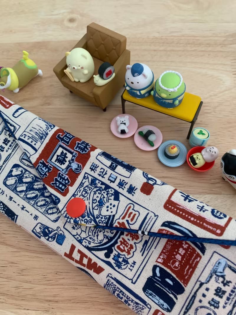 文青風環保純棉筷袋 兒時記趣 原胚白 日本 潮物 收納 手作餐具