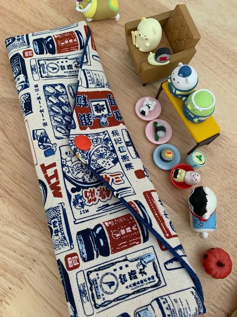 文青風環保純棉筷袋 兒時記趣 原胚白 日本 潮物 收納 手作餐具