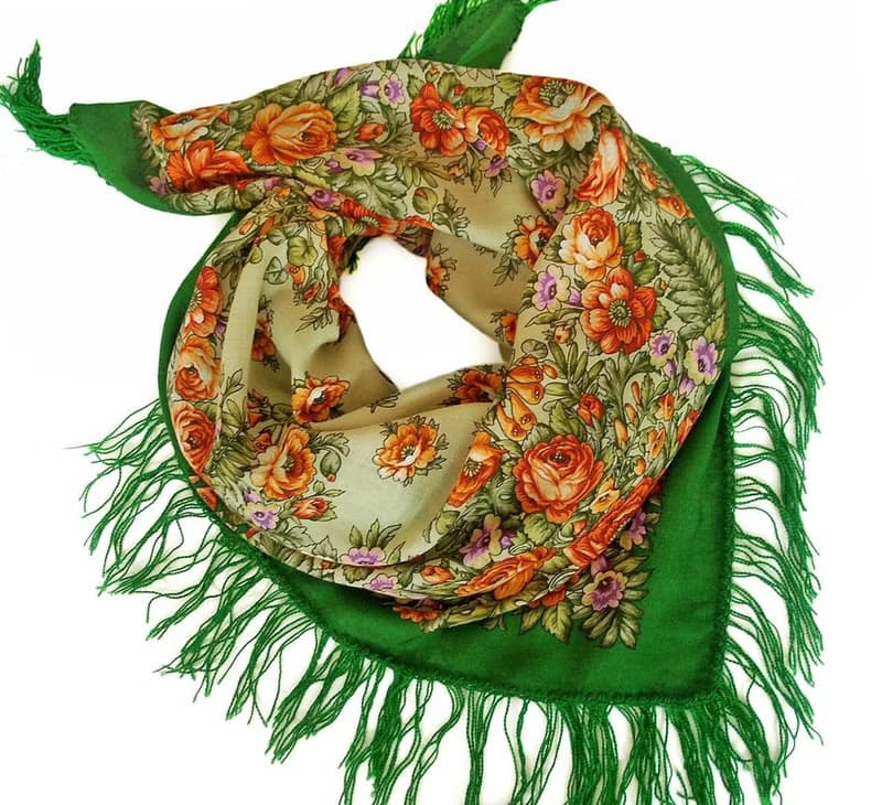 Authentic Pavlovo Posad Russian Shawl Scarf Soft 100% Wool 89x89 cm 1387-9