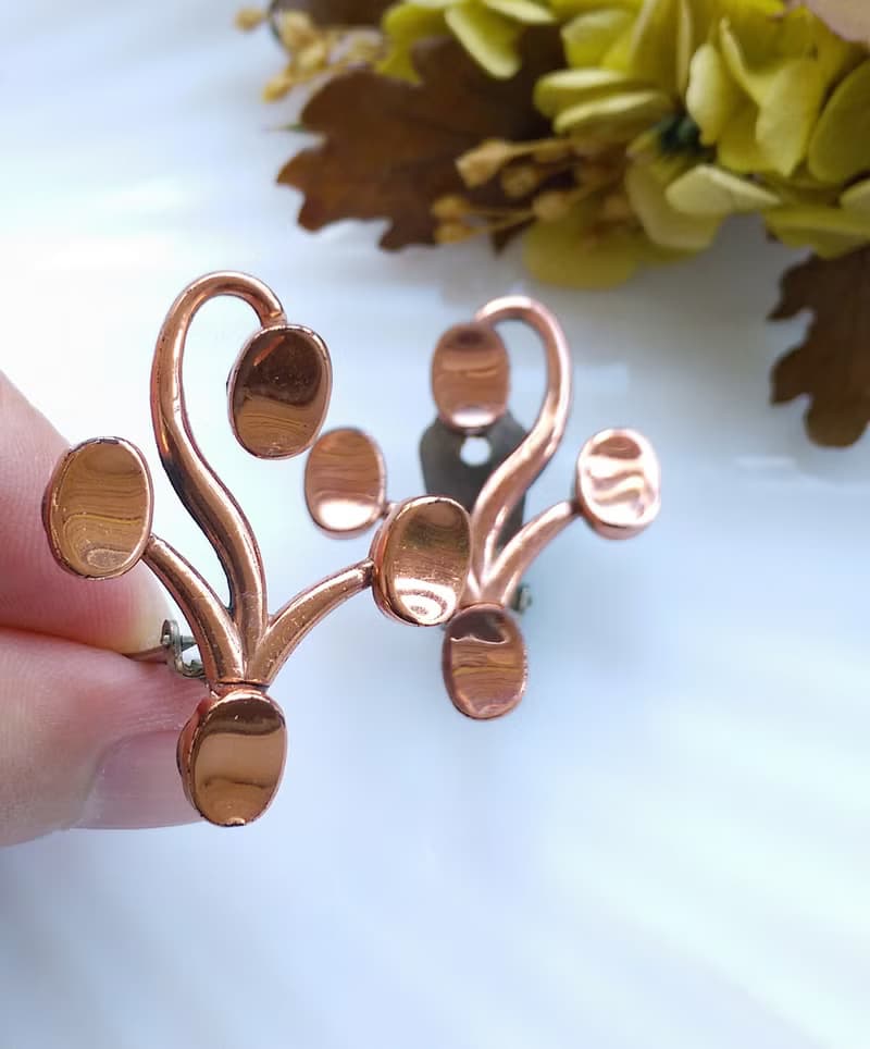 Vintage Jewelry 西洋古董飾品 Renoir Topkapi抽象花葉 夾式耳環