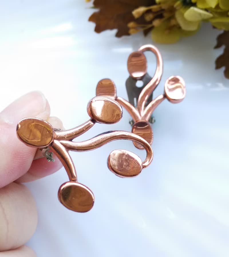 Vintage Jewelry 西洋古董飾品 Renoir Topkapi抽象花葉 夾式耳環