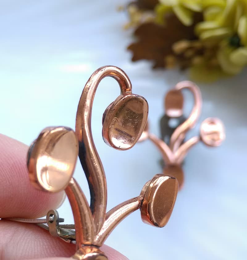 Vintage Jewelry 西洋古董飾品 Renoir Topkapi抽象花葉 夾式耳環
