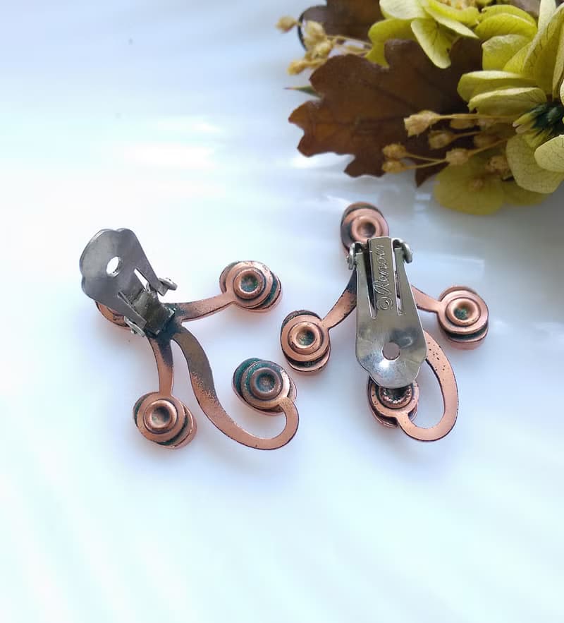 Vintage Jewelry 西洋古董飾品 Renoir Topkapi抽象花葉 夾式耳環