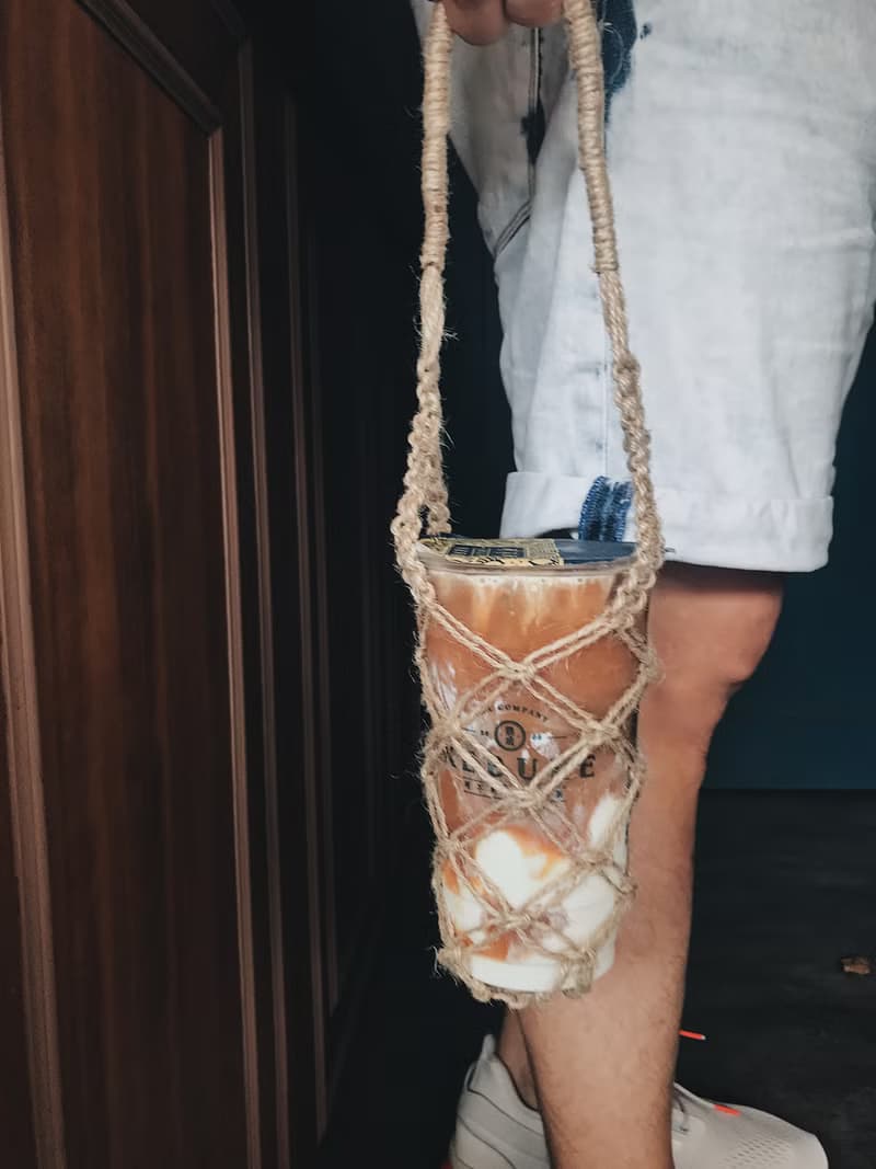 MACRAME 環保編織水壺提袋.麻繩窗花飲料袋