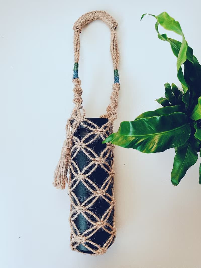 MACRAME 環保編織水壺提袋.麻繩窗花飲料袋