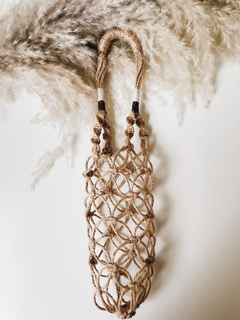 MACRAME 環保編織水壺提袋.麻繩窗花飲料袋