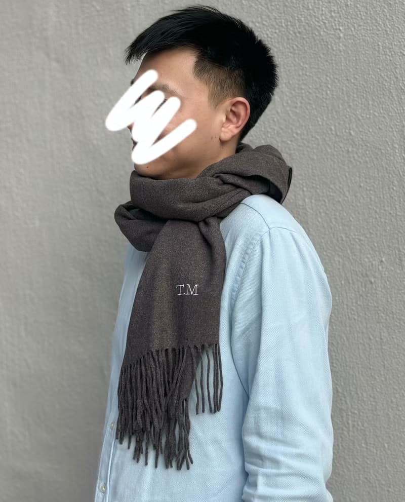 moonism 絨毛名字刺繡圍巾 姊妹禮物