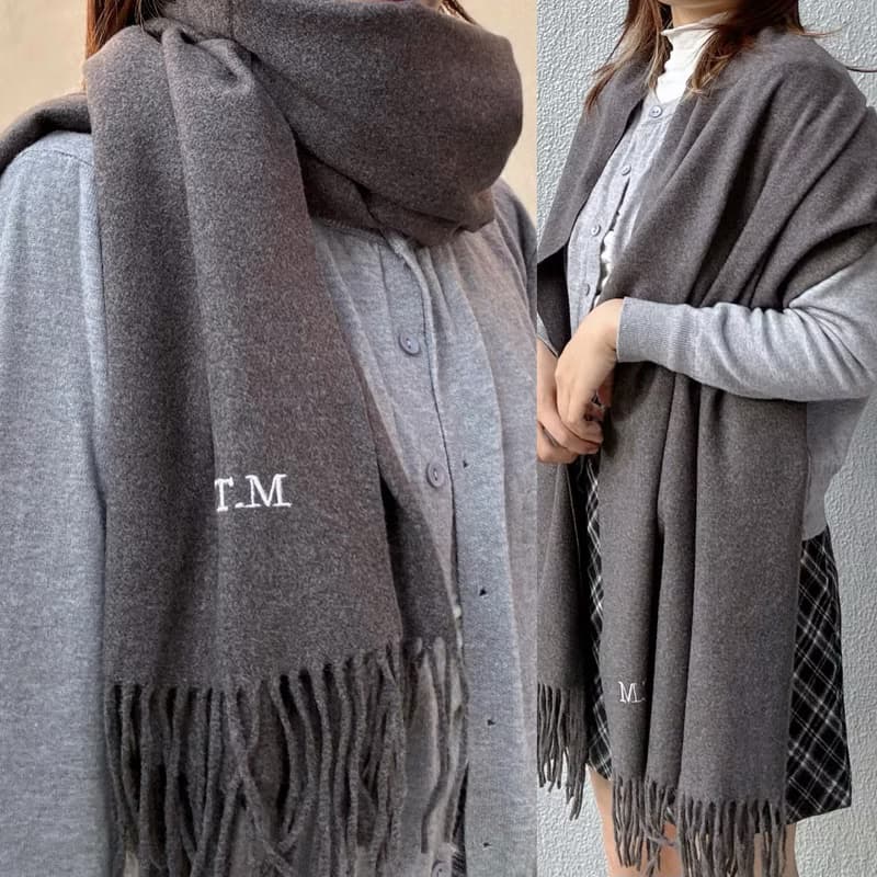 moonism 絨毛名字刺繡圍巾 姊妹禮物