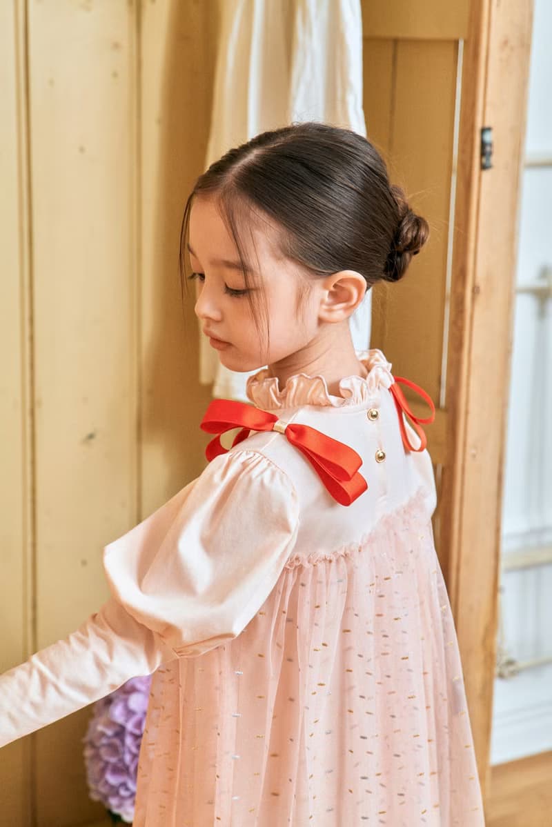 Girl ribbon tulle dress
