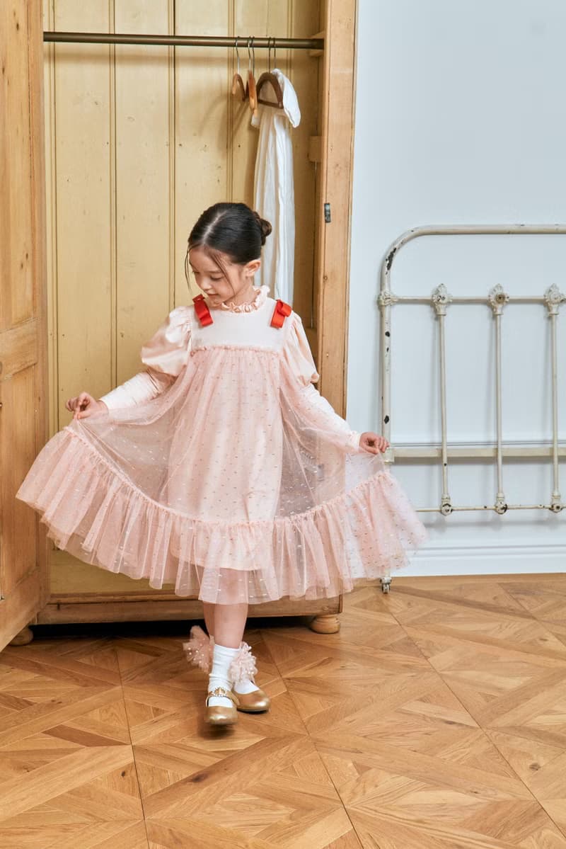 Girl ribbon tulle dress