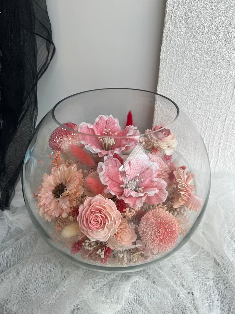 伊登花室 玻璃圓球 微景觀 乾燥桌花