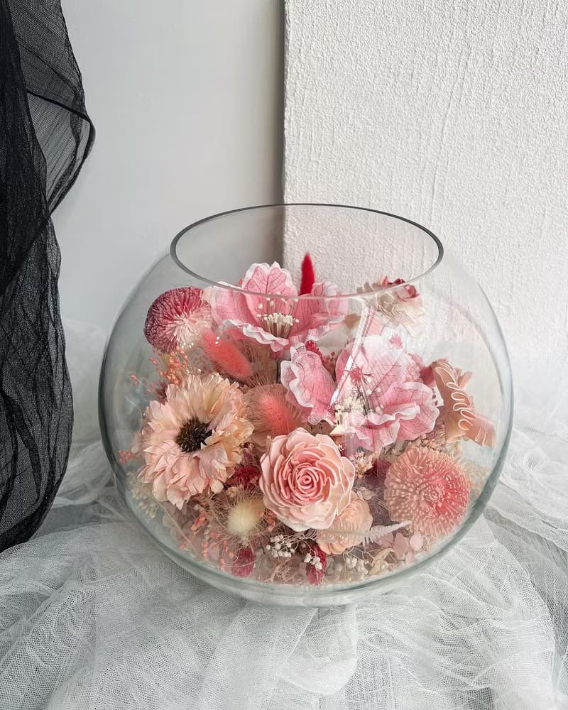 伊登花室 玻璃圓球 微景觀 乾燥桌花