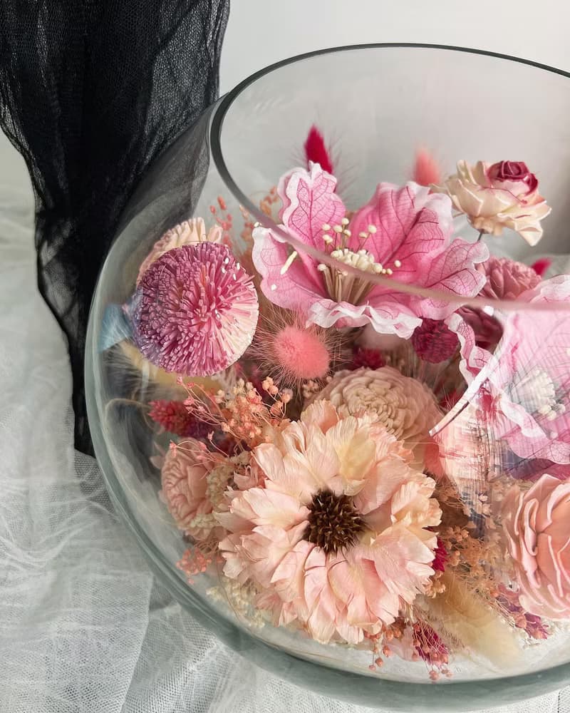 伊登花室 玻璃圓球 微景觀 乾燥桌花