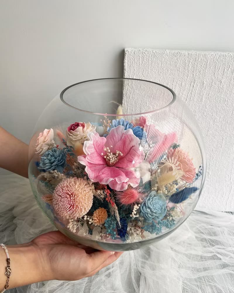 伊登花室 玻璃圓球 微景觀 乾燥桌花
