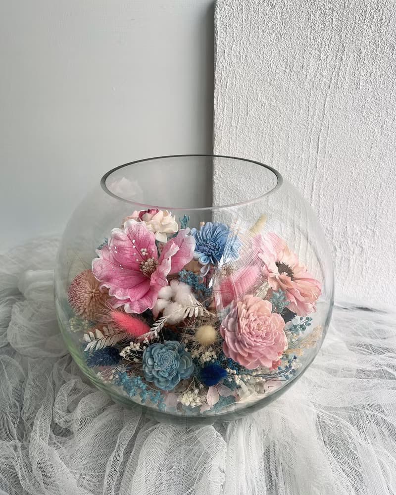 伊登花室 玻璃圓球 微景觀 乾燥桌花