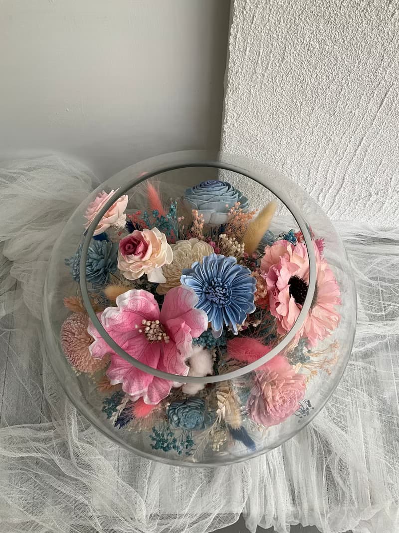 伊登花室 玻璃圓球 微景觀 乾燥桌花