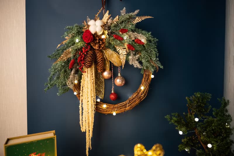 【聖誕裝飾x交換禮物】 永生雪松聖誕花圈 45cm