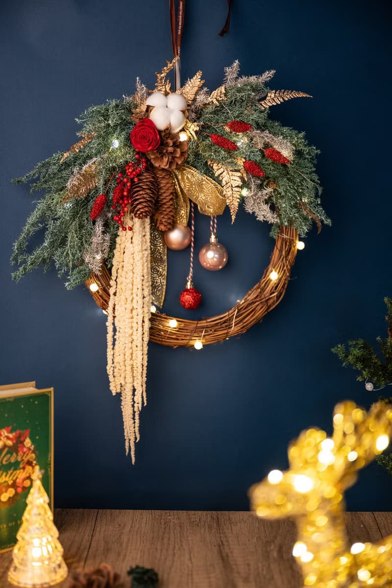 【聖誕裝飾x交換禮物】 永生雪松聖誕花圈 45cm