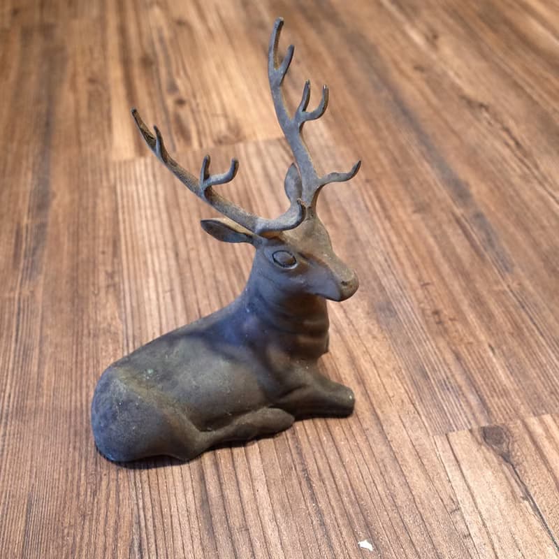 日本老件.實心銅鹿擺件.梅花鹿銅雕擺飾品.鹿角造型優美