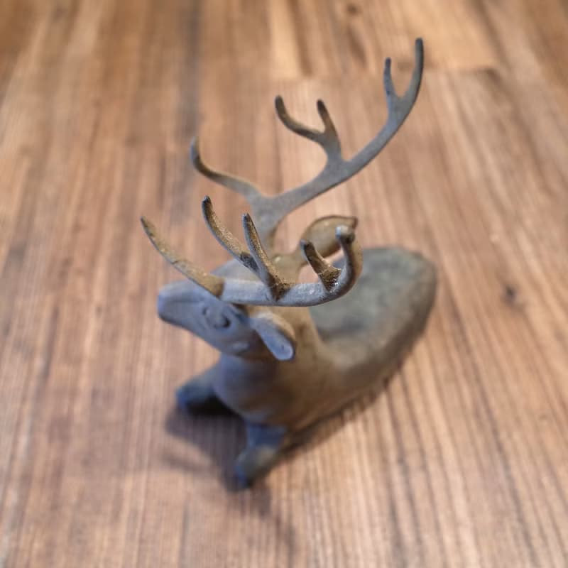 日本老件.實心銅鹿擺件.梅花鹿銅雕擺飾品.鹿角造型優美