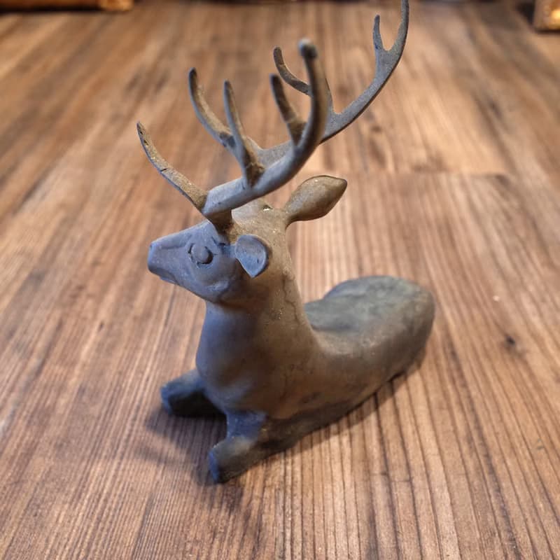 日本老件.實心銅鹿擺件.梅花鹿銅雕擺飾品.鹿角造型優美