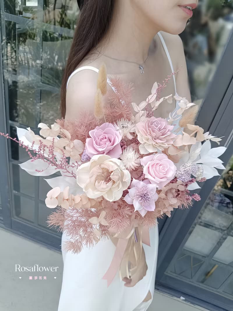蘿莎花兒  永生捧花 溫柔氣質粉玫瑰 花束