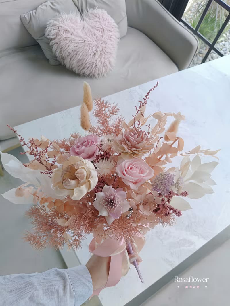 蘿莎花兒  永生捧花 溫柔氣質粉玫瑰 花束