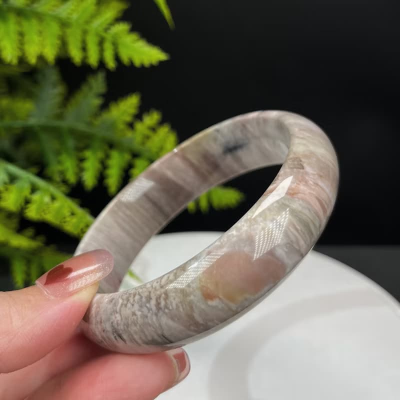 優質 緬甸樹化玉手鐲 61MM 冰潤高瓷結晶天眼千層年輪紋多彩 招財