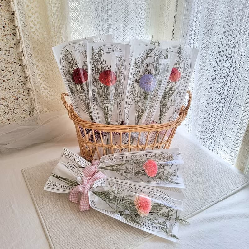 索拉康乃馨單支花束。擺飾。母親節花禮