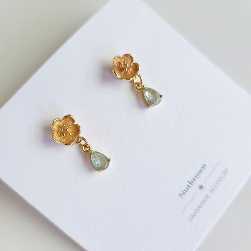 14K/耳飾-梅菓 冰花鋯石