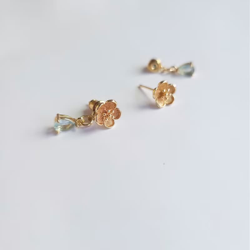 14K/耳飾-梅菓 冰花鋯石