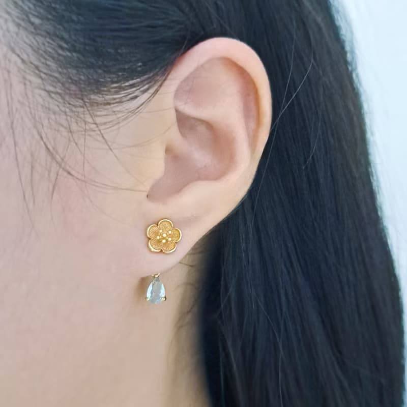 14K/耳飾-梅菓 冰花鋯石