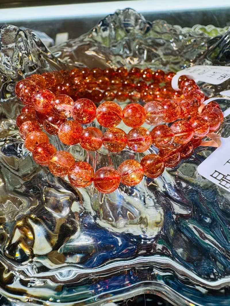 A精品高冰爆閃金太陽太陽石5.8-6mm水晶化太歲事業財富正能量避邪