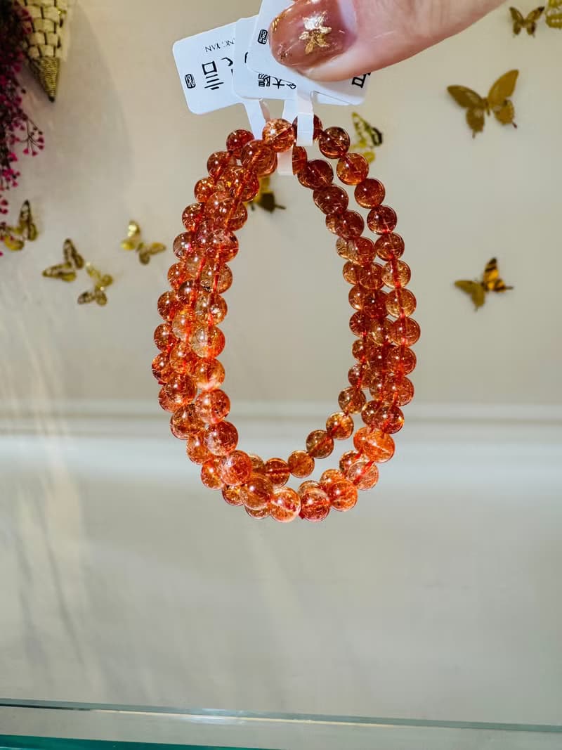 A精品高冰爆閃金太陽太陽石5.8-6mm水晶化太歲事業財富正能量避邪