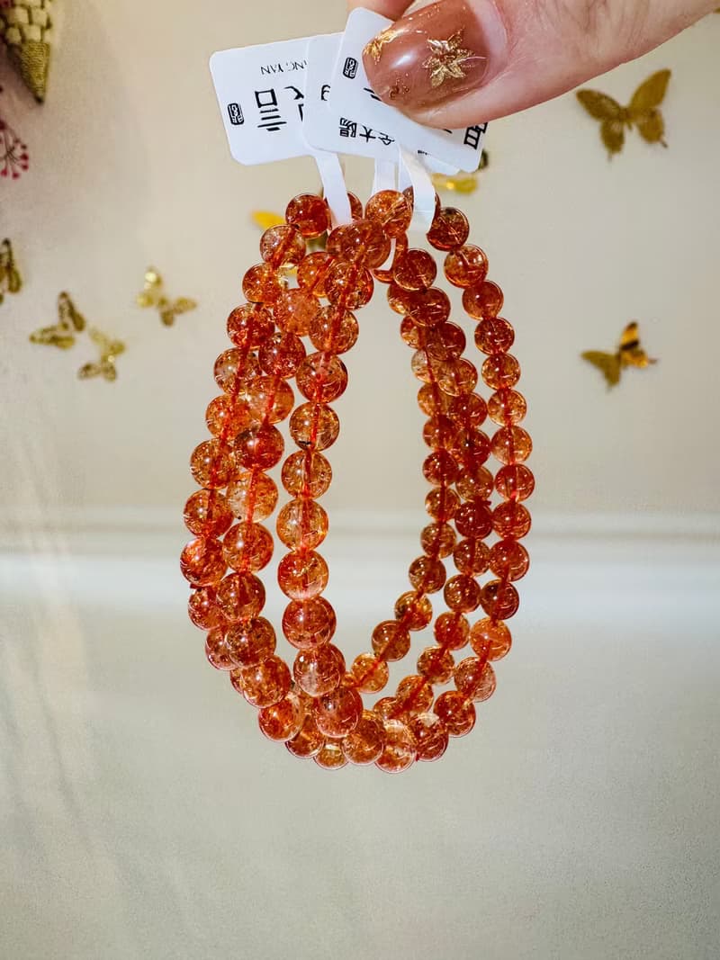 A精品高冰爆閃金太陽太陽石5.8-6mm水晶化太歲事業財富正能量避邪