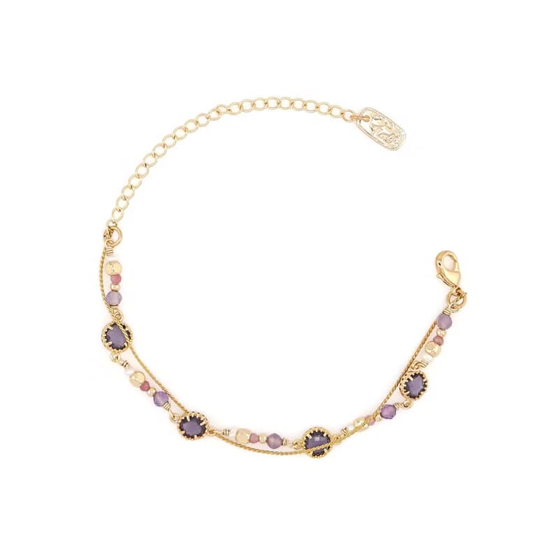 貴人 x 紫水晶 珍珠 粉碧璽 琉璃【星夜裡的人 • 極光】手鍊