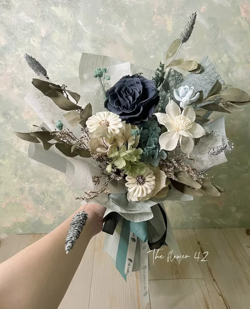 /The flower 42永生花束清新藍綠版