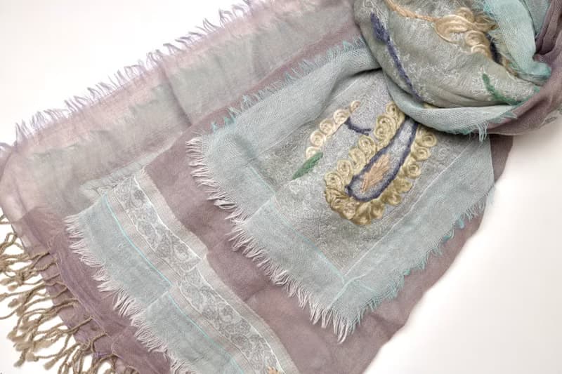 【情人節禮物】喀什米爾水煮羊毛手工刺繡圍巾披肩藕粉色粉綠三層