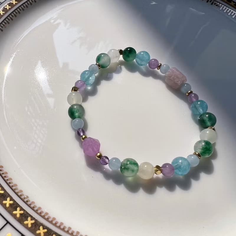 名畫系列【睡蓮池與玫瑰】梵谷 / 天然水晶手鍊