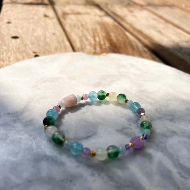 名畫系列【睡蓮池與玫瑰】梵谷 / 天然水晶手鍊