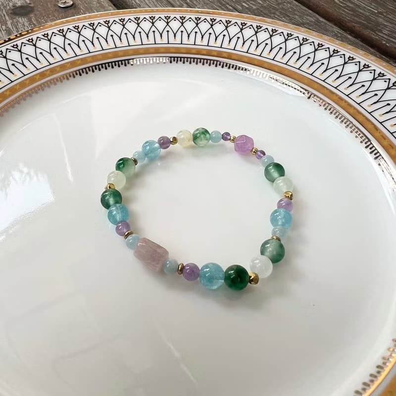 名畫系列【睡蓮池與玫瑰】梵谷 / 天然水晶手鍊