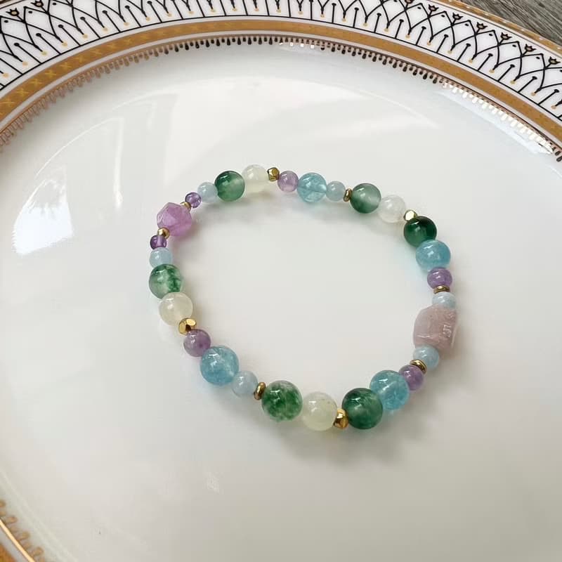 名畫系列【睡蓮池與玫瑰】梵谷 / 天然水晶手鍊