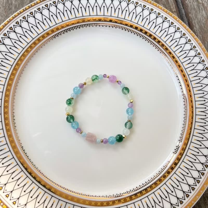 名畫系列【睡蓮池與玫瑰】梵谷 / 天然水晶手鍊