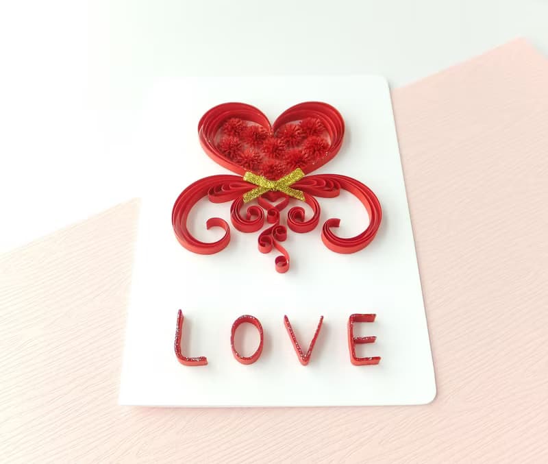 手作捲紙卡片-LOVE 情人卡 萬用卡 浪漫紅