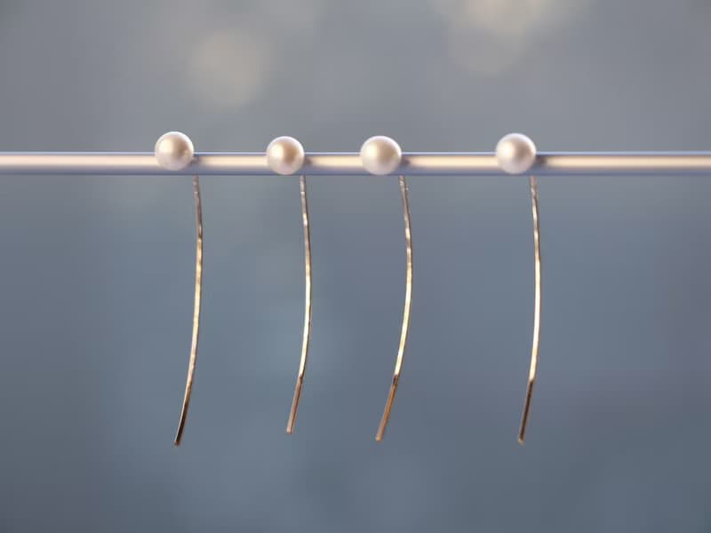 14kgf- tiny pearl line pierced earrings